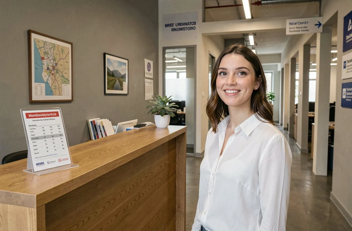 Accueil d'un espace de coworking à Aubervilliers avec réceptionniste et affichage des offres