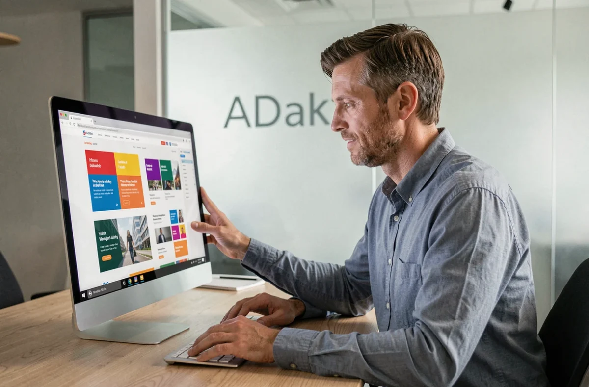Professionnel de l'agence ADaKa dans l'Ain travaillant sur un projet de création de site internet