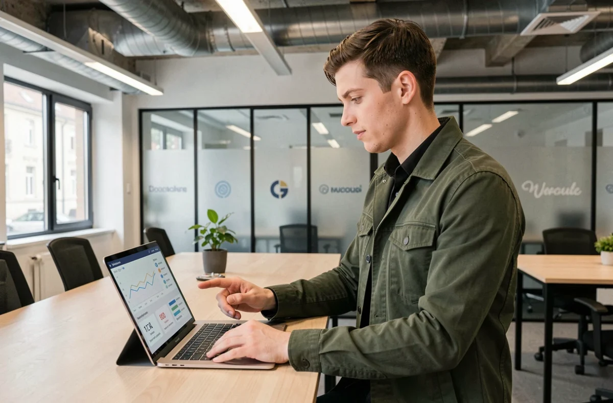 Spécialiste en communication digitale de l'agence SEInsights à Mulhouse analysant des métriques SEO et réseaux sociaux