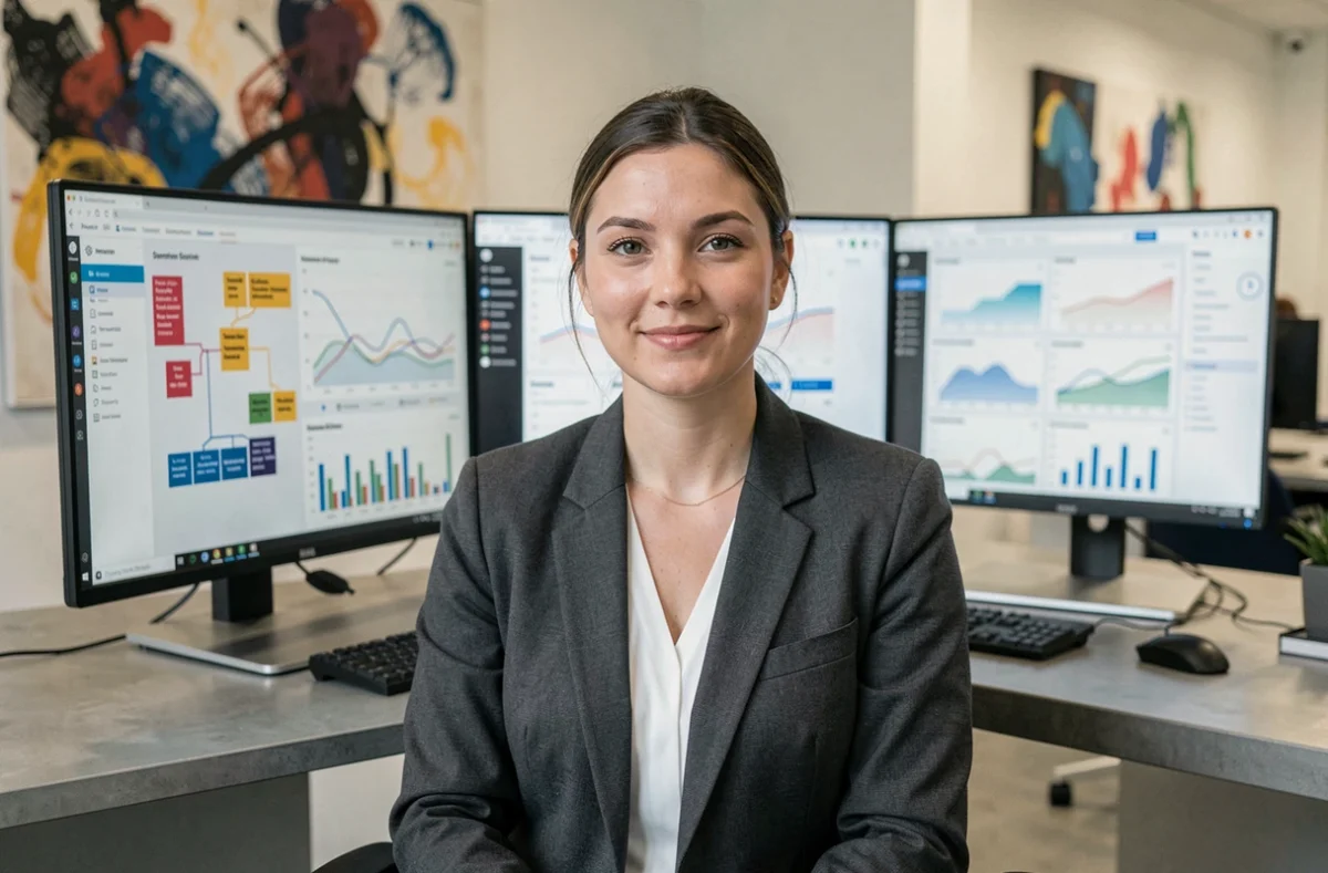 Analyste data de l'agence Activis à Mulhouse spécialisée en SEO sémantique et analytique devant ses écrans