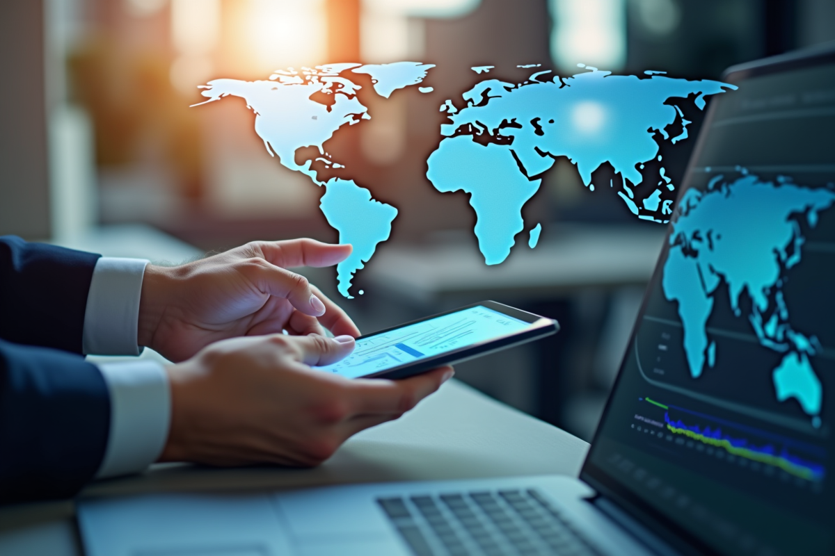 Analyse des données commerciales sur une tablette en environnement professionnel
