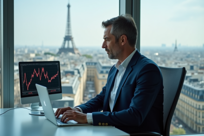 Analyste financier homme en costume à Paris