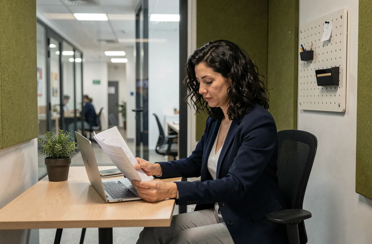 Femme professionnelle dans un bureau privé de coworking à Suresnes