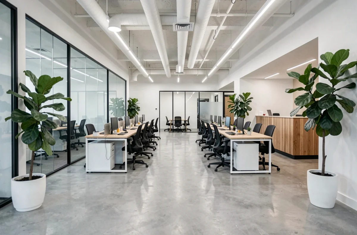Espace de bureau moderne disponible à la location à Saint-Germain-en-Laye avec postes de travail ergonomiques