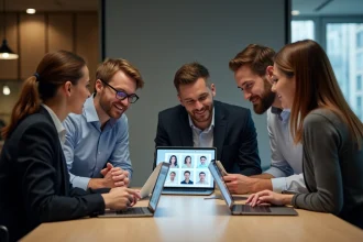 Groupe de professionnels collaborant dans un bureau moderne