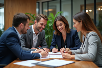 Groupe de professionnels en réunion de travail