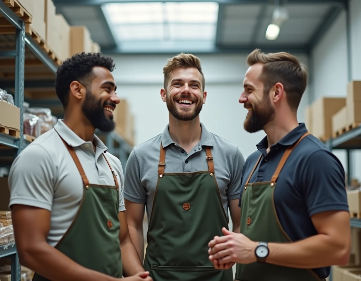 Groupe de travailleurs en ESAT lors d'une pause dans un atelier de conditionnement, représentant l'inclusion professionnelle et les revenus en milieu protégé