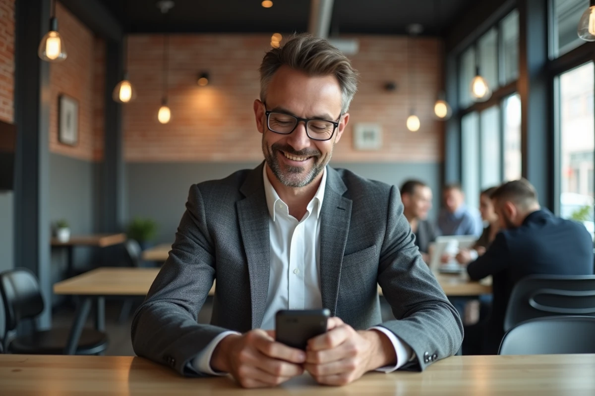 Homme en costume scannant une carte d