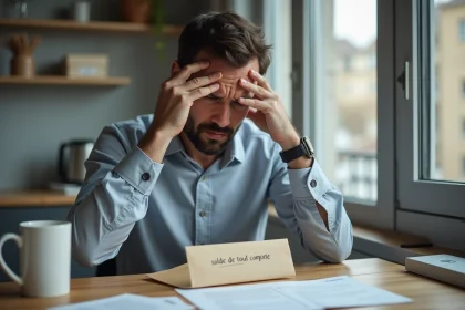 Homme inquiet avec papiers solde de tout compte