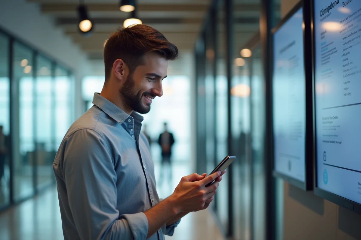 Jeune homme consultant des alertes emploi sur son smartphone