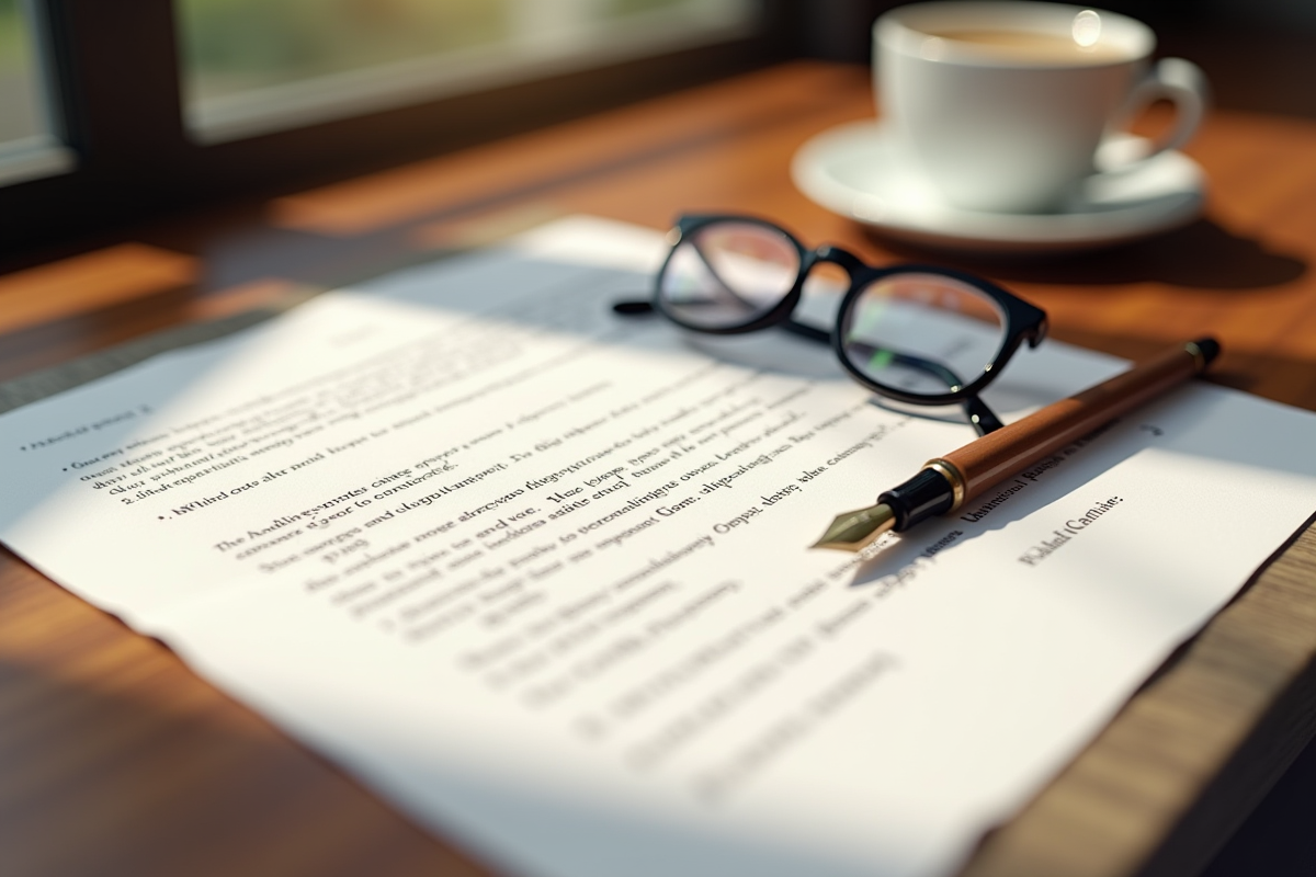 Lettre imprimée avec stylo et tasse de café