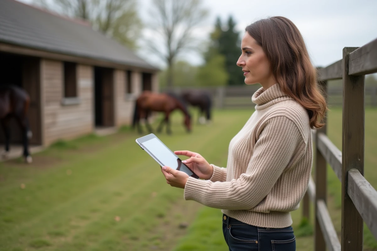 Proprietaire de ferme avec tablette et application Infonet5
