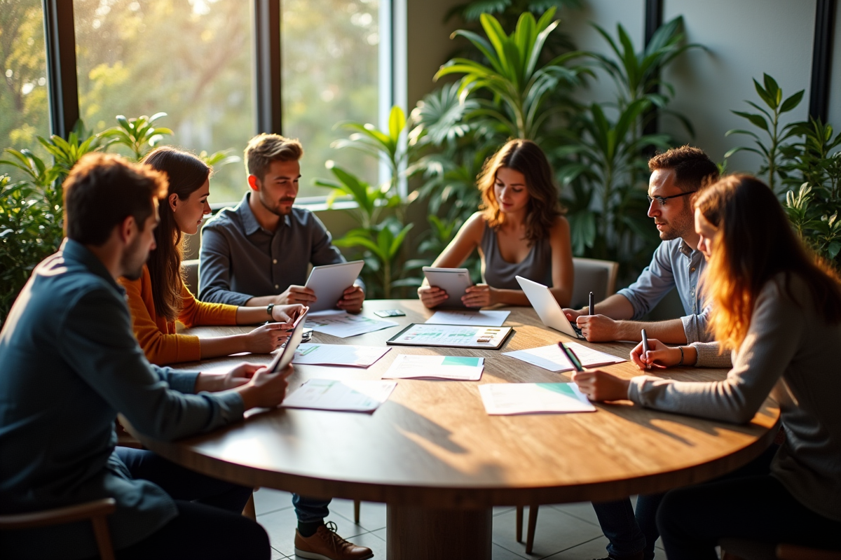 Groupe de personnes discutant autour d