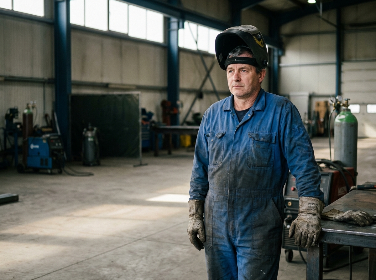 Photo hyperrealiste d'un soudeur en atelier industriel